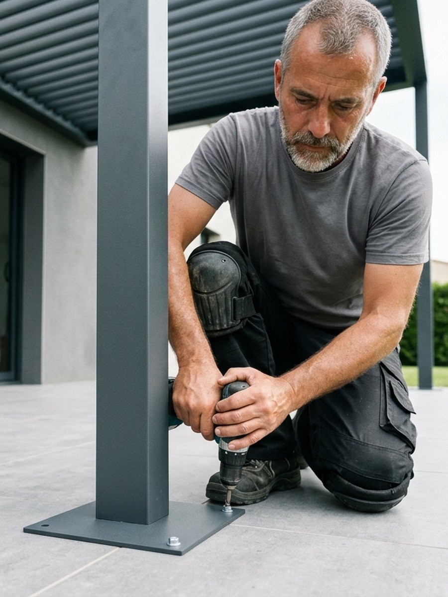 Installation d'une pergola bioclimatique par un installateur